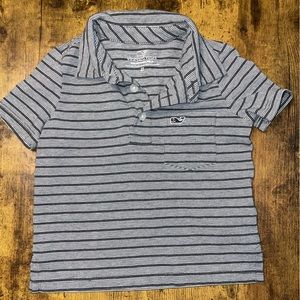 EUC 2T Edgartown Polo by Vineyard Vines charcoal and grey stripes